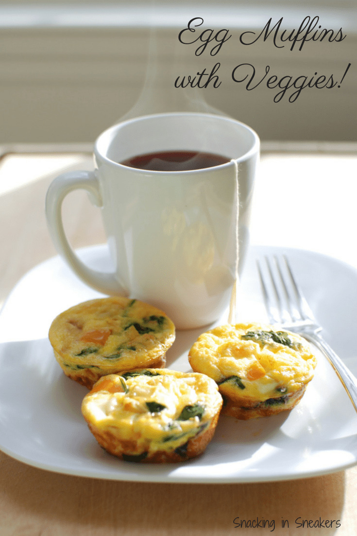 Meal Prep Veggie Egg Muffins on a Plate with a Cup of Tea