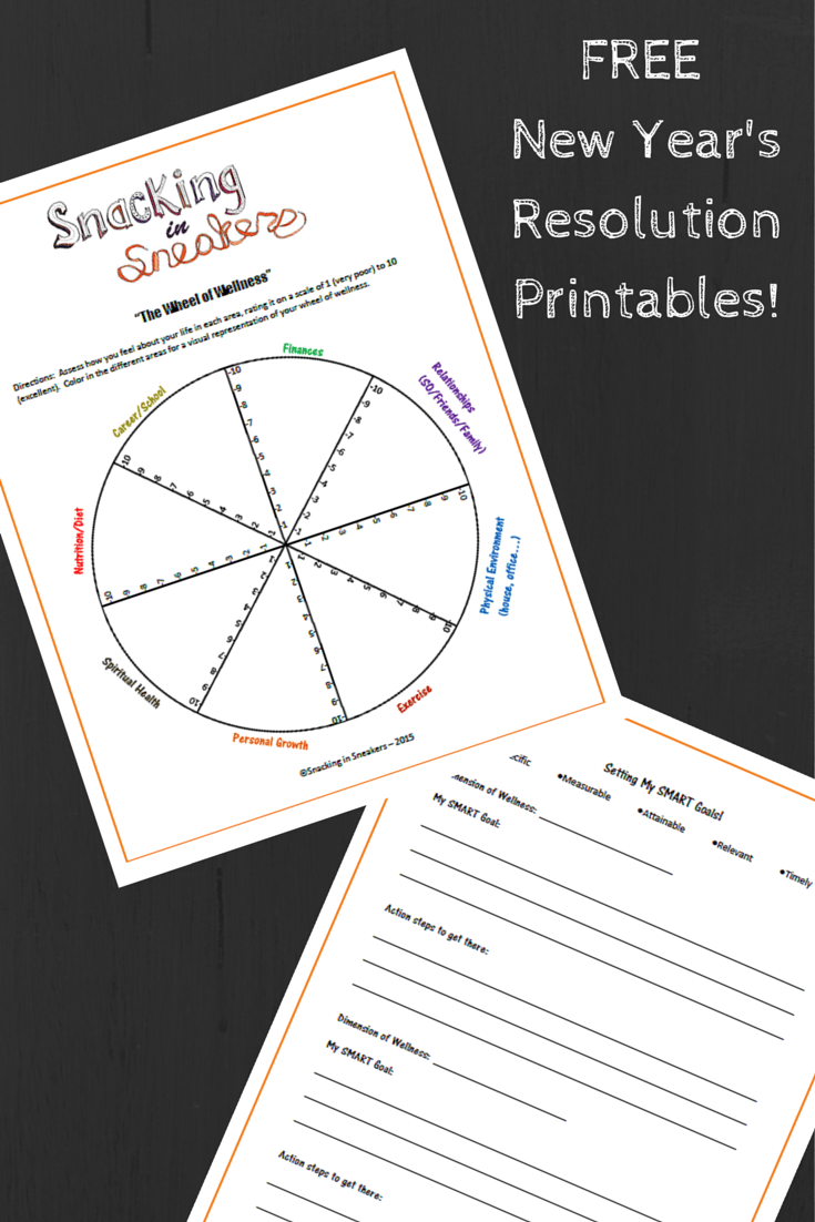 Free New Year's Resolution Printables + Setting SMART Goals Snacking