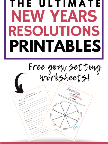 New years resolutions goal setting printables