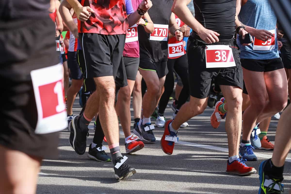 A group of runners participating in a half marathon race.