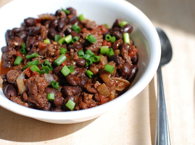 Chipotle Chili with Beef and Black Beans Snacking in Sneakers
