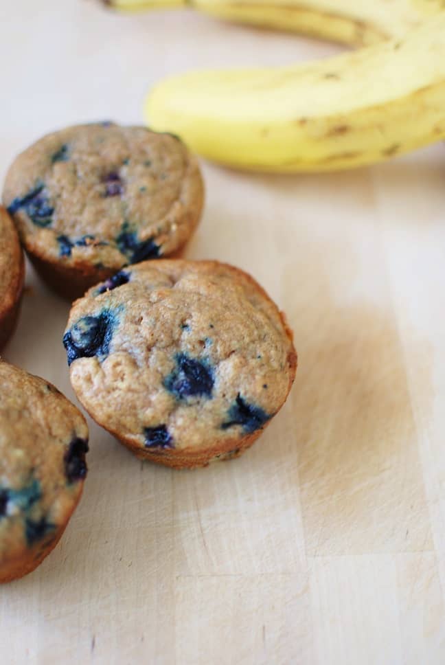 Dairy Free Banana Blueberry Muffins