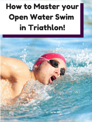 A man doing an open water swim practicing for a triathlon