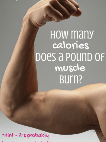 Text that says how many calories does a pound of muscle burn, next to an arm muscle