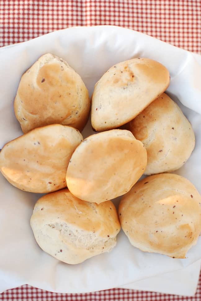 Homemade Vegan Hamburger Buns in a bowl