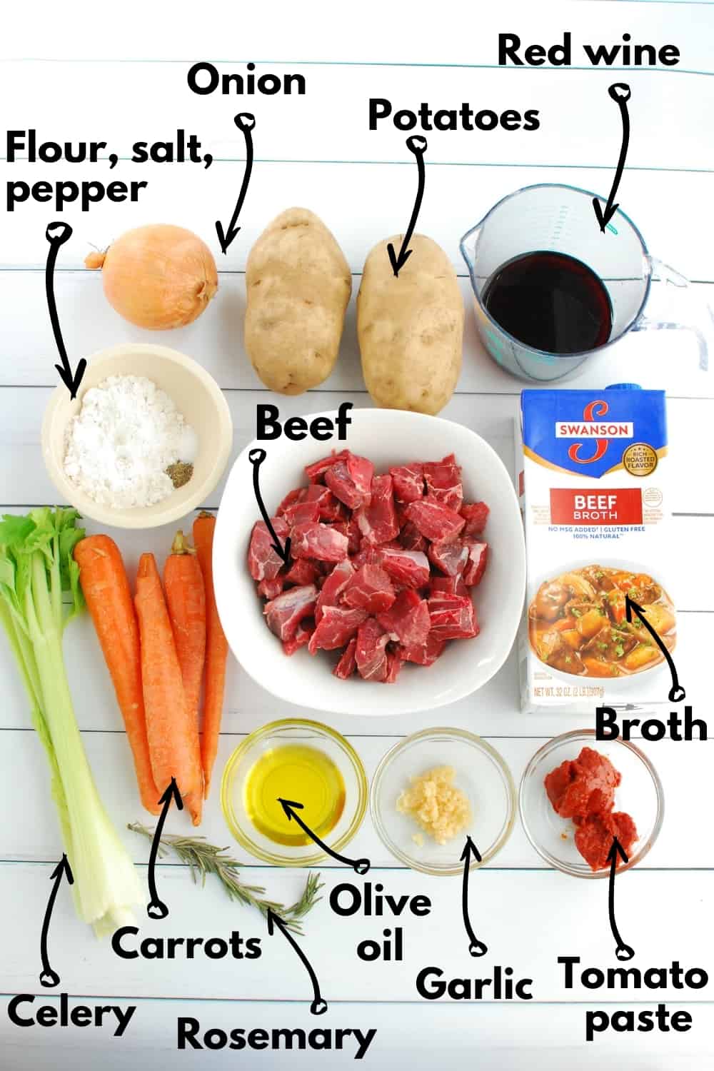 An overhead shot with all the ingredients needed for the recipe.