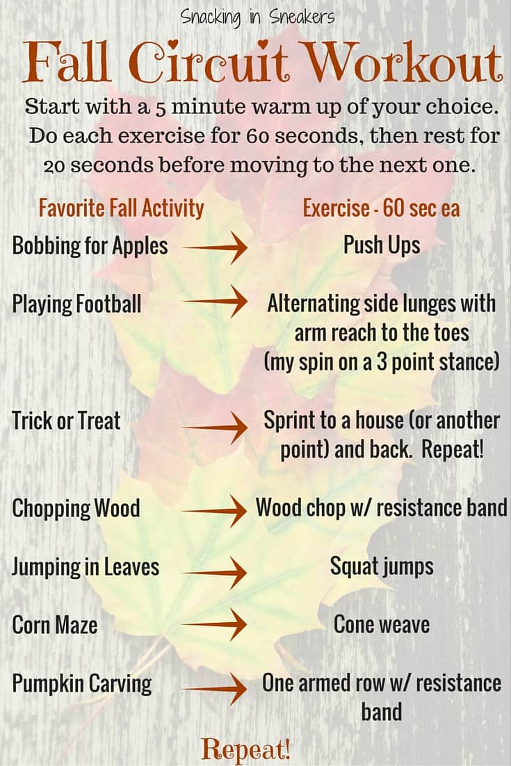 This fall circuit workout is perfect for this time of year! It's about 25 minutes long and will challenge your entire body.