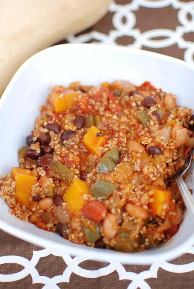 Butternut Squash Chili with Quinoa {Vegan & Gluten Free} Snacking in Sneakers