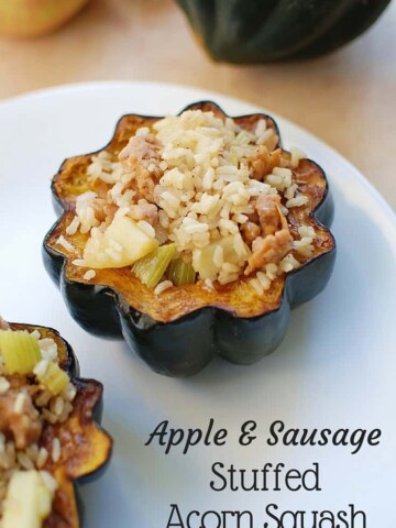 This Sausage and Apple Stuffed Acorn Squash is a tasty family meal!