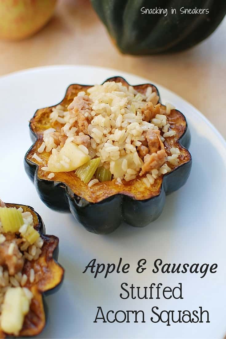 Sausage and Apple Stuffed Acorn Squash - Snacking in Sneakers