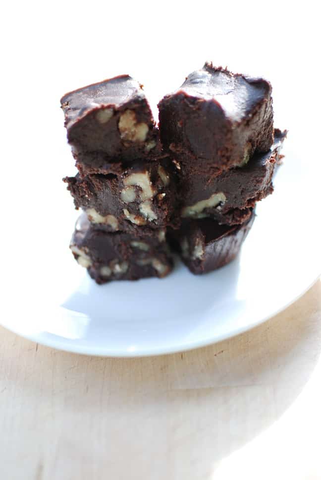 This dairy free fudge is made with coconut milk! Super rich and decadent recipe that is perfect for a chocolate fix.