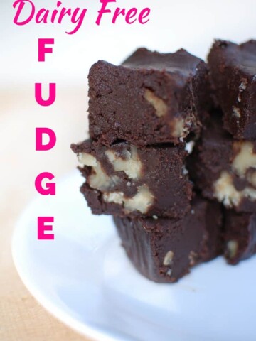 This dairy free fudge is made with coconut milk! Super rich and decadent recipe that is perfect for a chocolate fix.