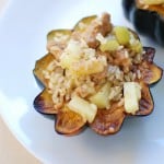 This apple and sausage stuffed squash is made with less than 10 ingredients and is super easy to make. A great family dinner meal!