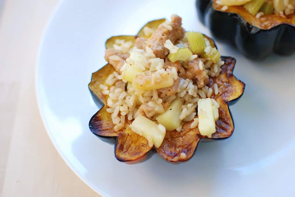 Apple and Sausage Stuffed Acorn Squash