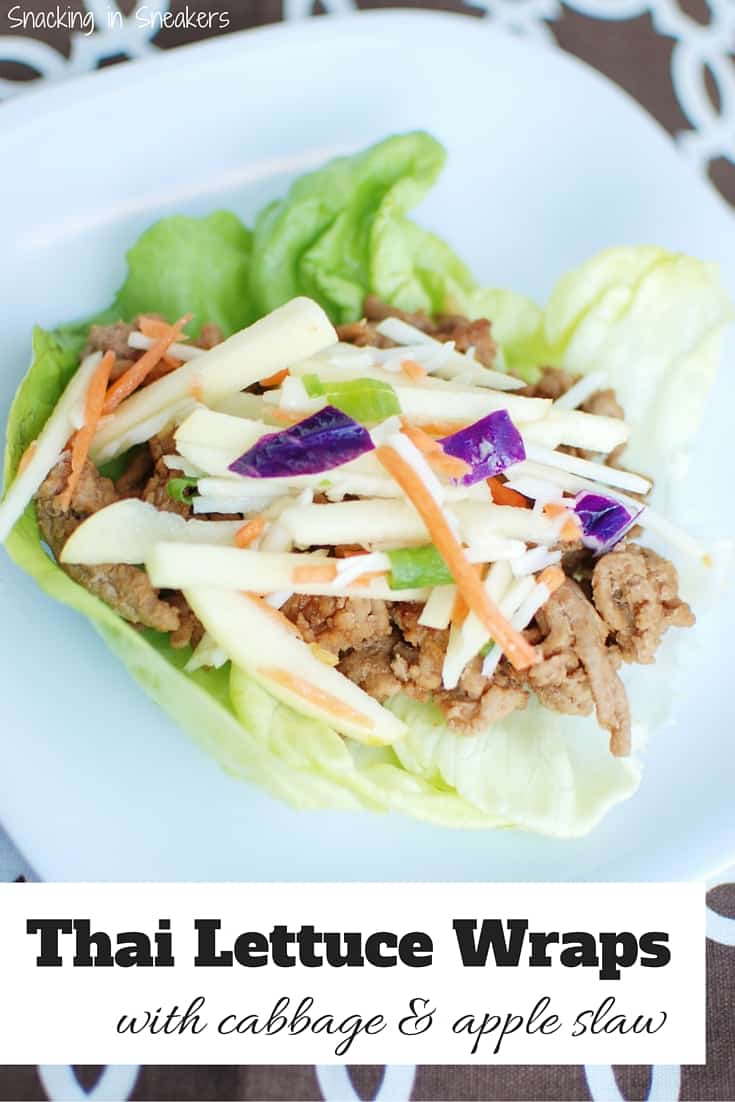 Thai Ground Turkey Lettuce Wraps with Cabbage Apple Slaw Snacking in