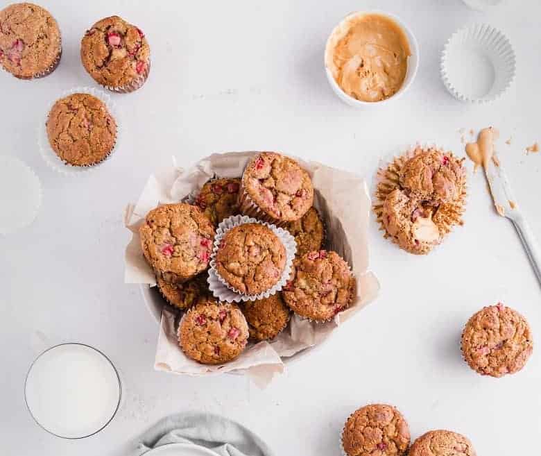 Strawberry chickpea flour muffins.