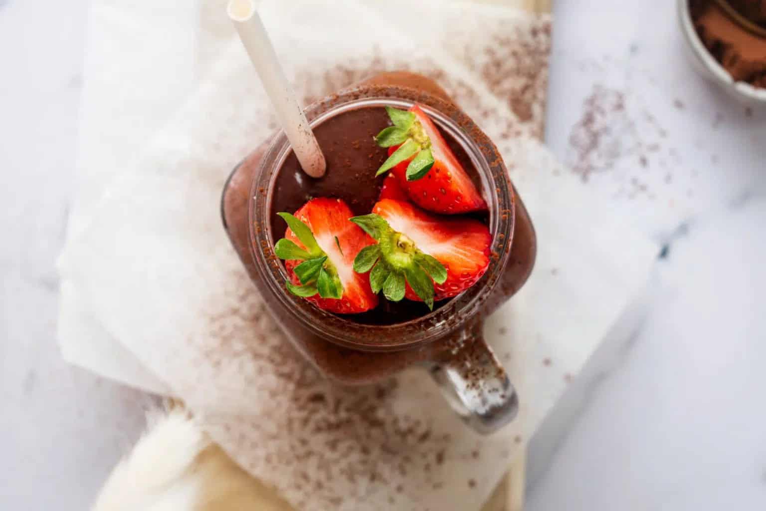 A berry chocolate smoothie.