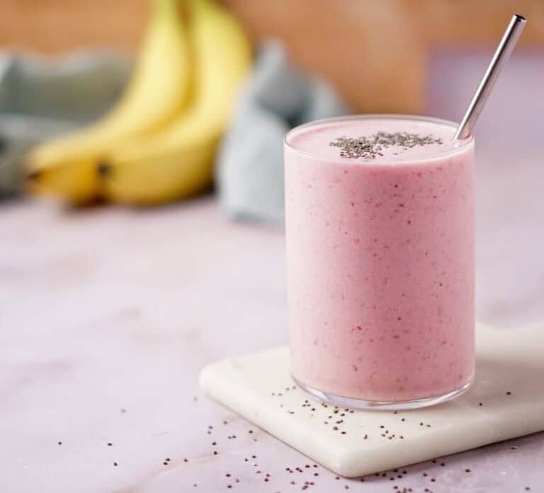 A strawberry silken tofu smoothie.