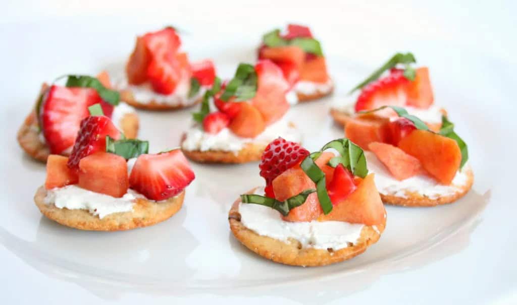 Strawberry peach goat cheese bites.