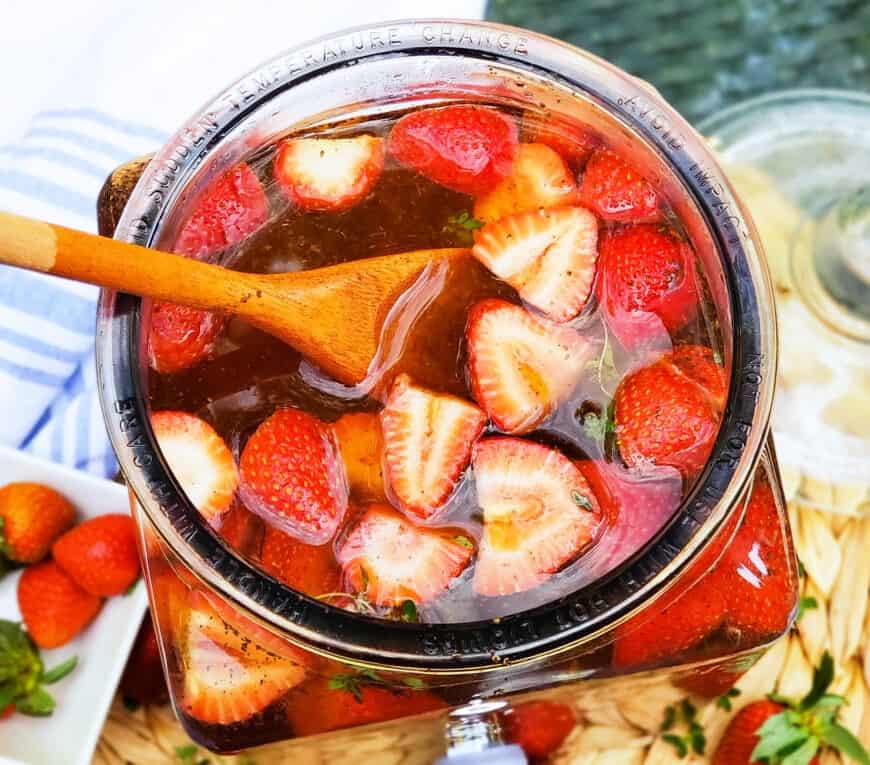 Strawberry thyme sun tea.