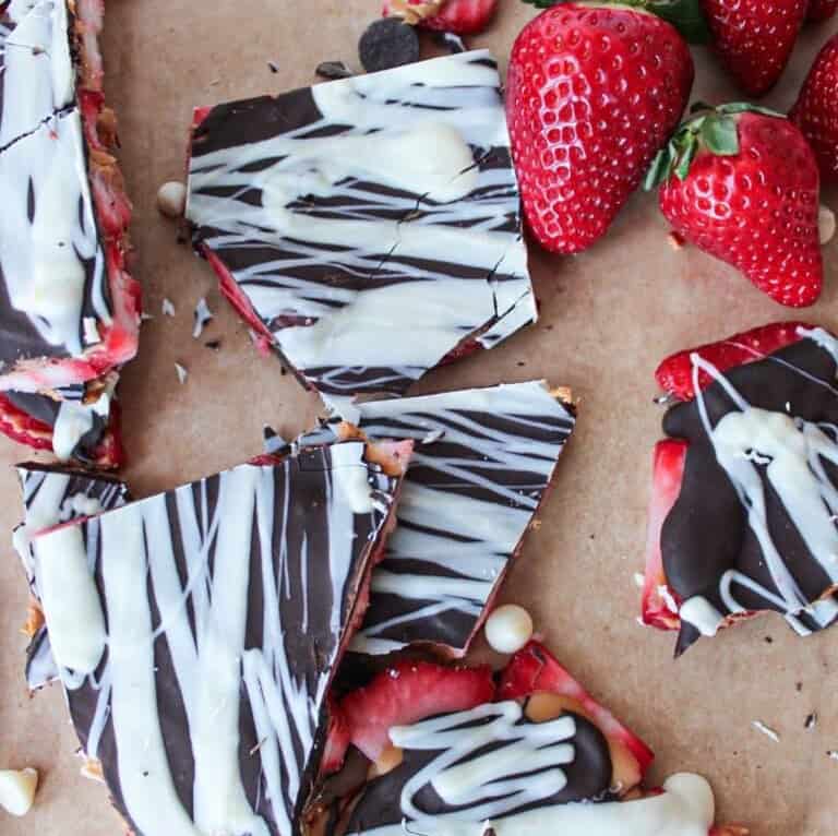 Frozen chocolate strawberry bark.
