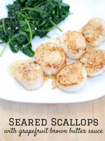 Seared scallops with grapefruit brown butter sauce? Um, YES please! This healthy recipe is just 5 ingredients and is done in under 30 minutes.