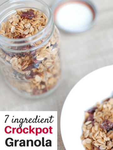 Homemade crockpot granola in a mason jar