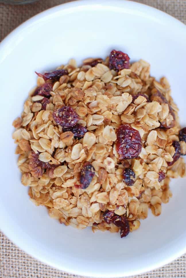 Bowl full of homemade slow cooker granola