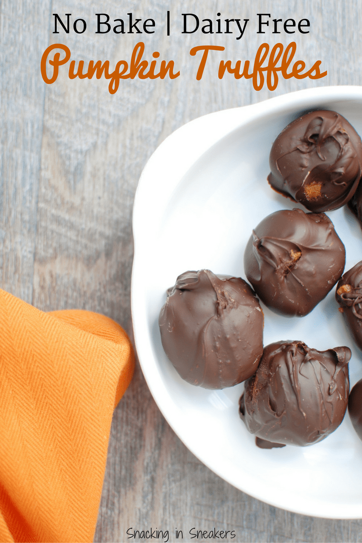 These no bake pumpkin truffles are perfect for a Thanksgiving dessert â or anytime this fall! Youâll only need 5 simple ingredients to make this dairy free recipe.