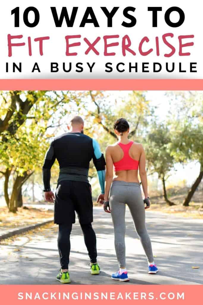 A man and a woman getting ready to workout together outside with a text overlay.