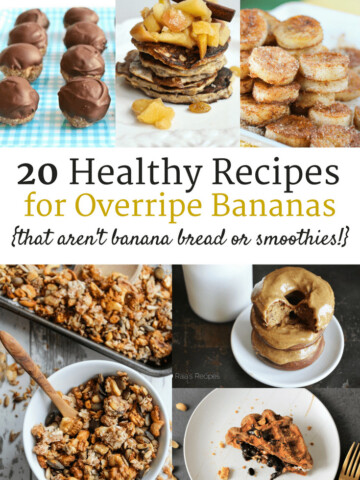 Have a bunch of bananas that are a little past their prime? Check out these 20 healthy recipes for overripe bananas. Many gluten free, dairy free, and clean eating options! Banana Recipes | Overripe Banana Recipes | Ripe Banana Recipes | Healthy Banana Recipes