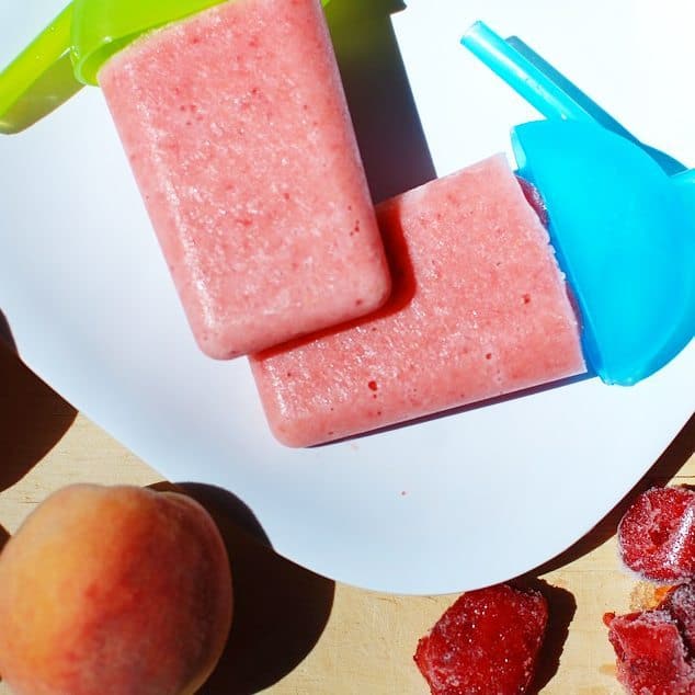 strawberry peach popsicles