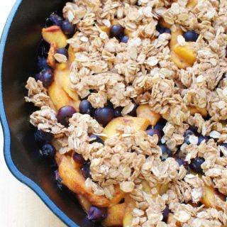 This healthy peach blueberry crisp is a skillet dessert that is sure to please!