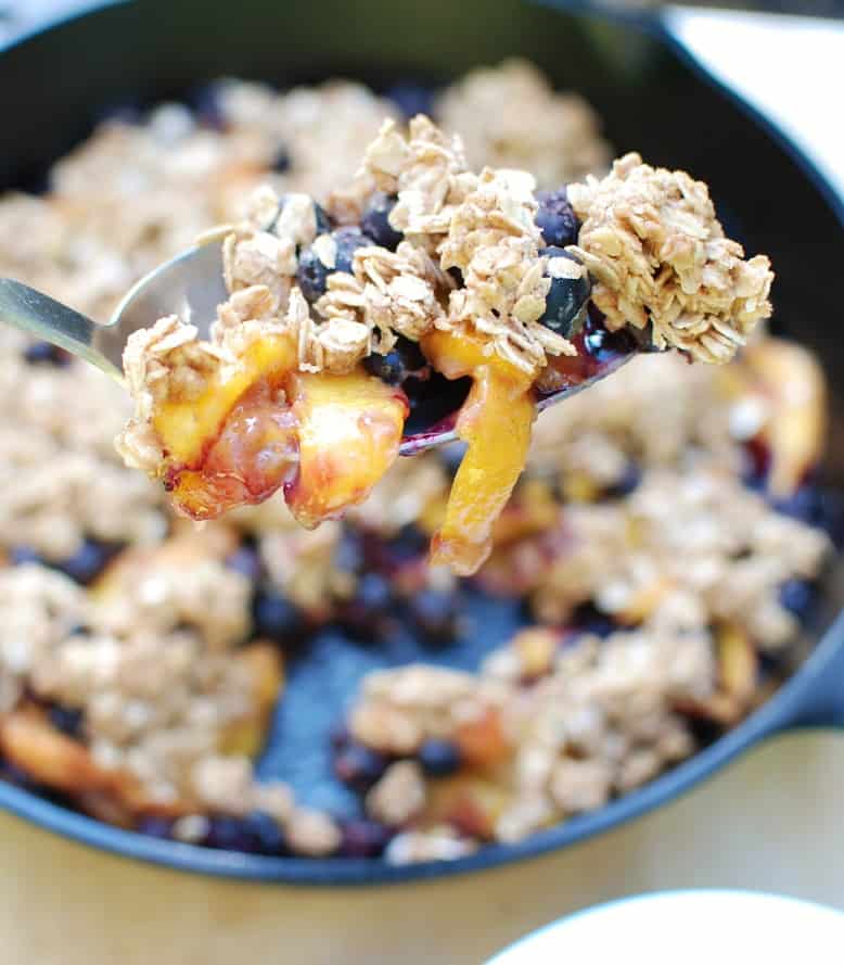 A spoonful of peach blueberry crisp