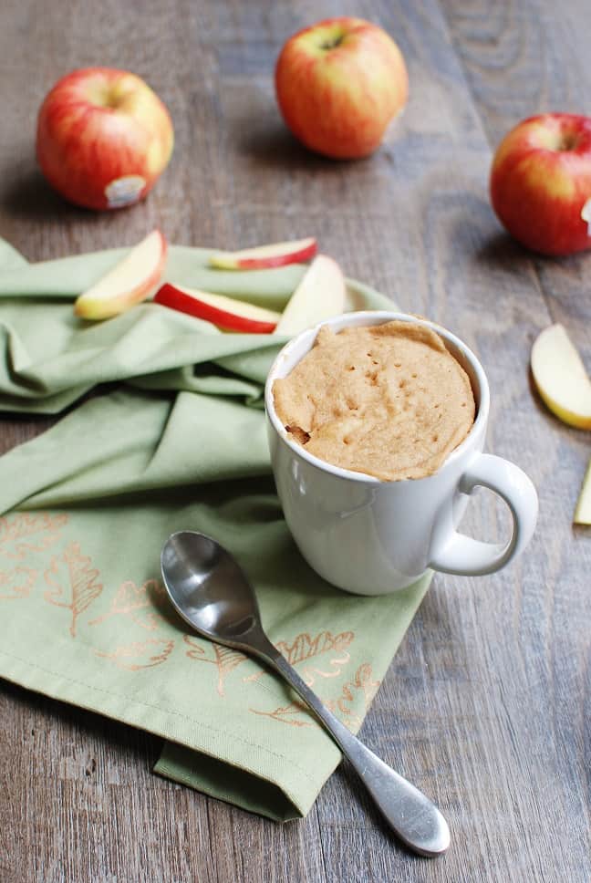 This apple mug cake will soon be your favorite fall snack! Bonus – it’s a high protein snack that’s great for recovery after a tough run or ride. 