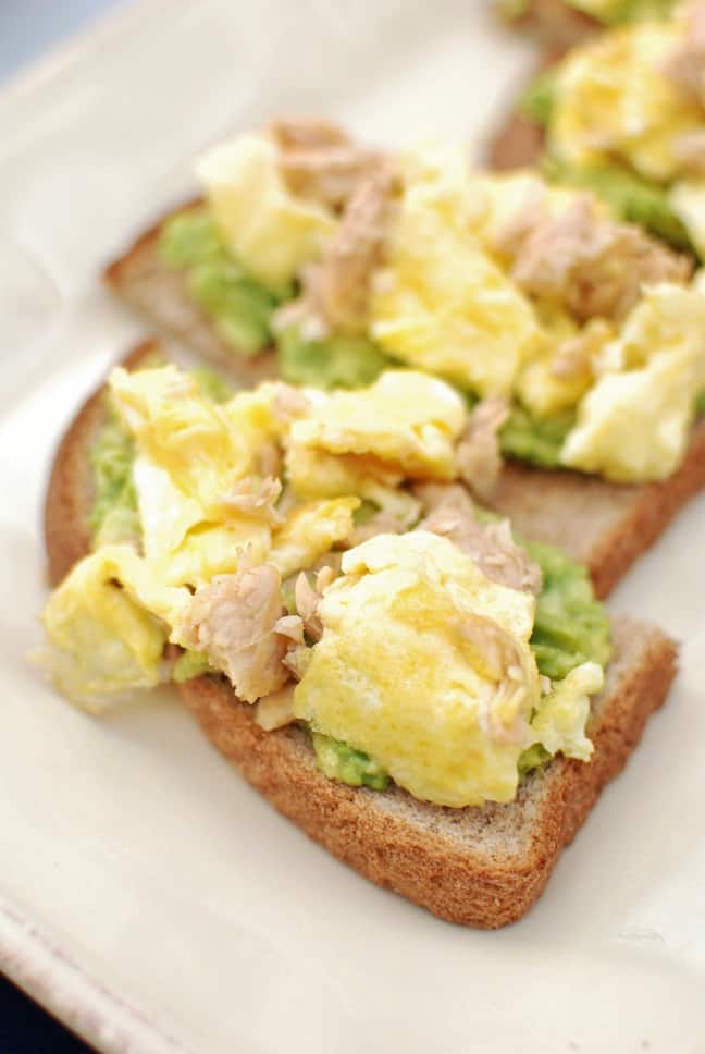 Avocado Toast with Salmon and Scrambled Eggs is an easy StarKist salmon pouch recipe!