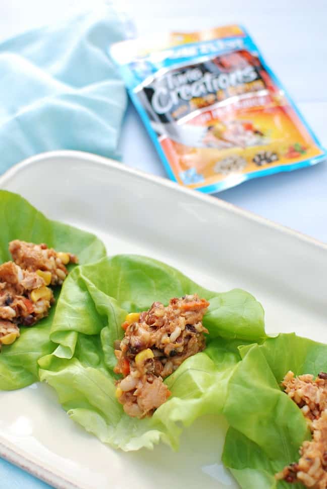 Tuna, rice and bean lettuce cups are an easy StarKist tuna pouch recipe!