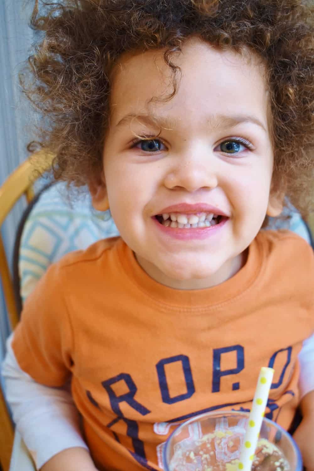 Child happy after a smoothie