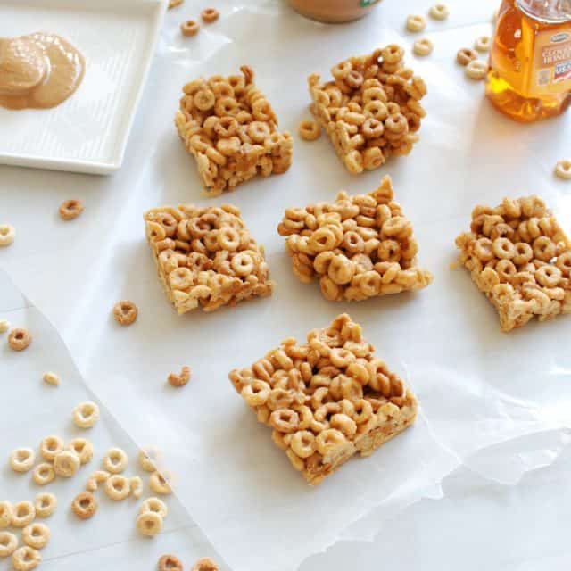 Peanut Butter Honey Cheerio Bars Snacking in Sneakers