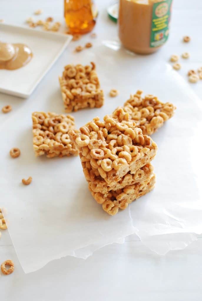 Peanut Butter Honey Cheerio Bars Snacking in Sneakers