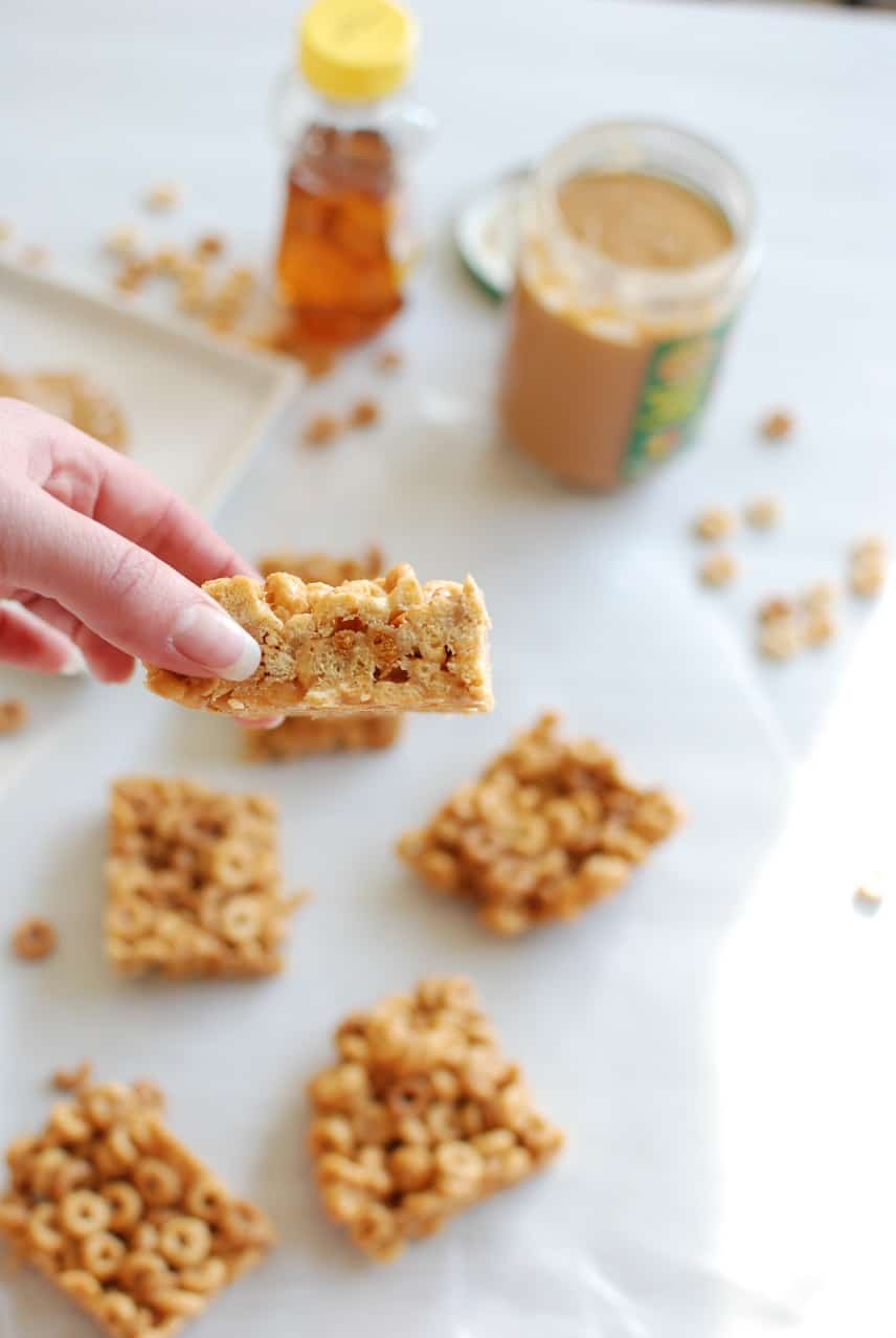These peanut butter honey cheerio bars are a perfect snack to satisfy your sweet tooth!