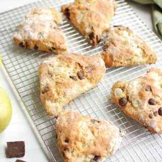 Pear and chocolate scones are a delicious wintertime treat that’s easy to whip up quickly on the weekend!