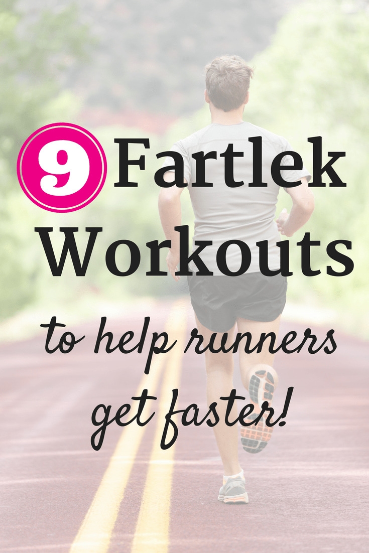 A man doing a fartlek workout with a text overlay across the image for Pinterest.