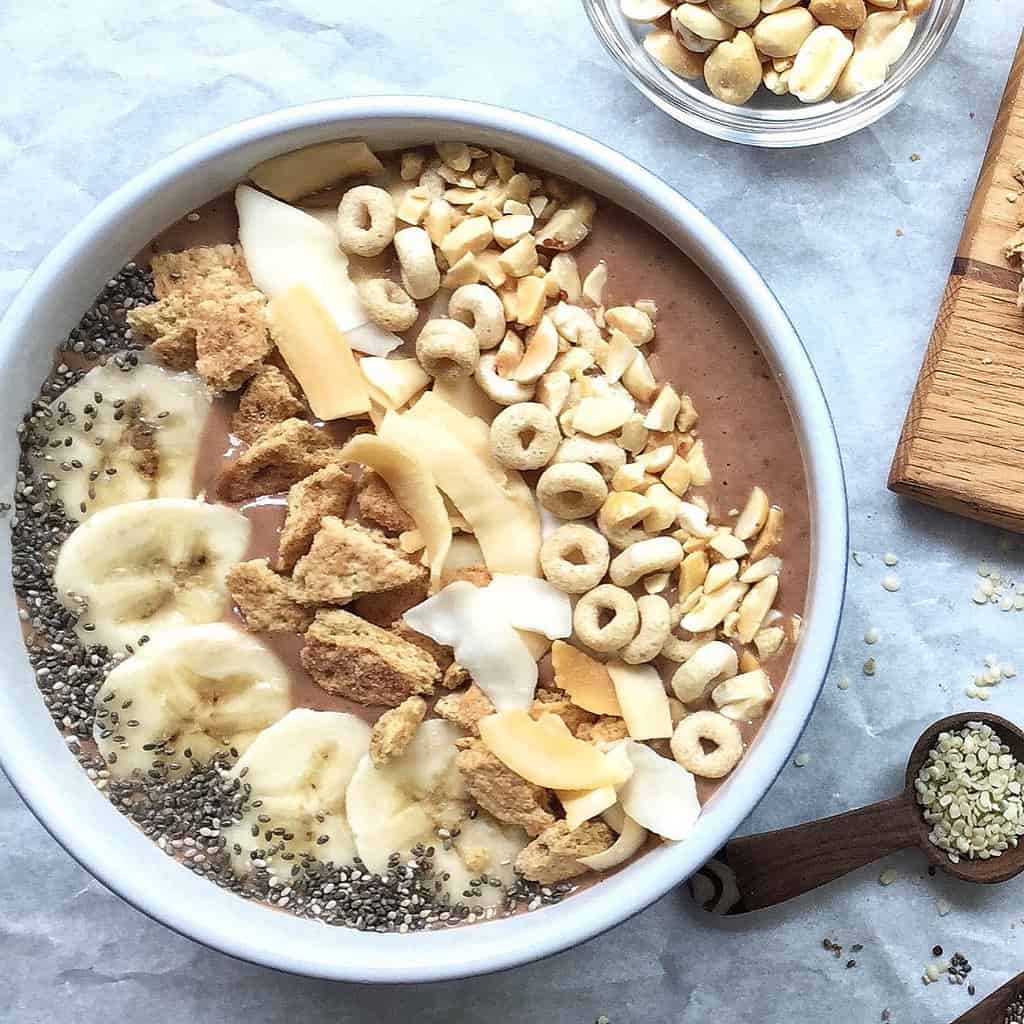Peanut butter and banana smoothie bowl