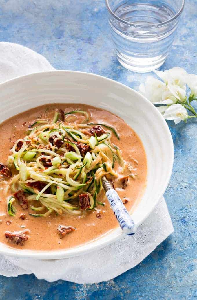 Courgetti with Coconut Milk and Sundried Tomatoes