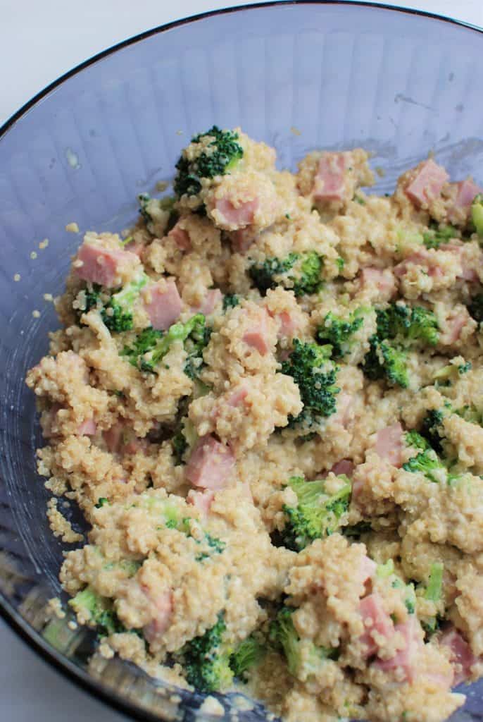 Cheesy Leftover Ham Casserole with Quinoa and Broccoli