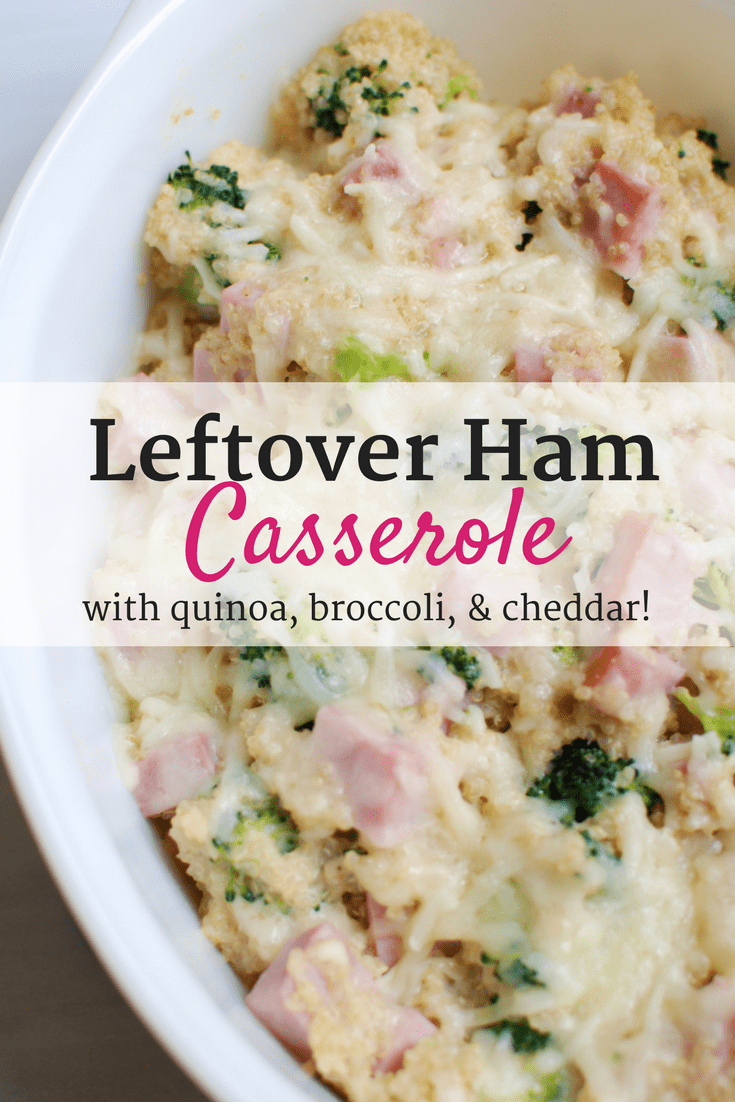 Cheesy Leftover Ham Casserole with Quinoa and Broccoli