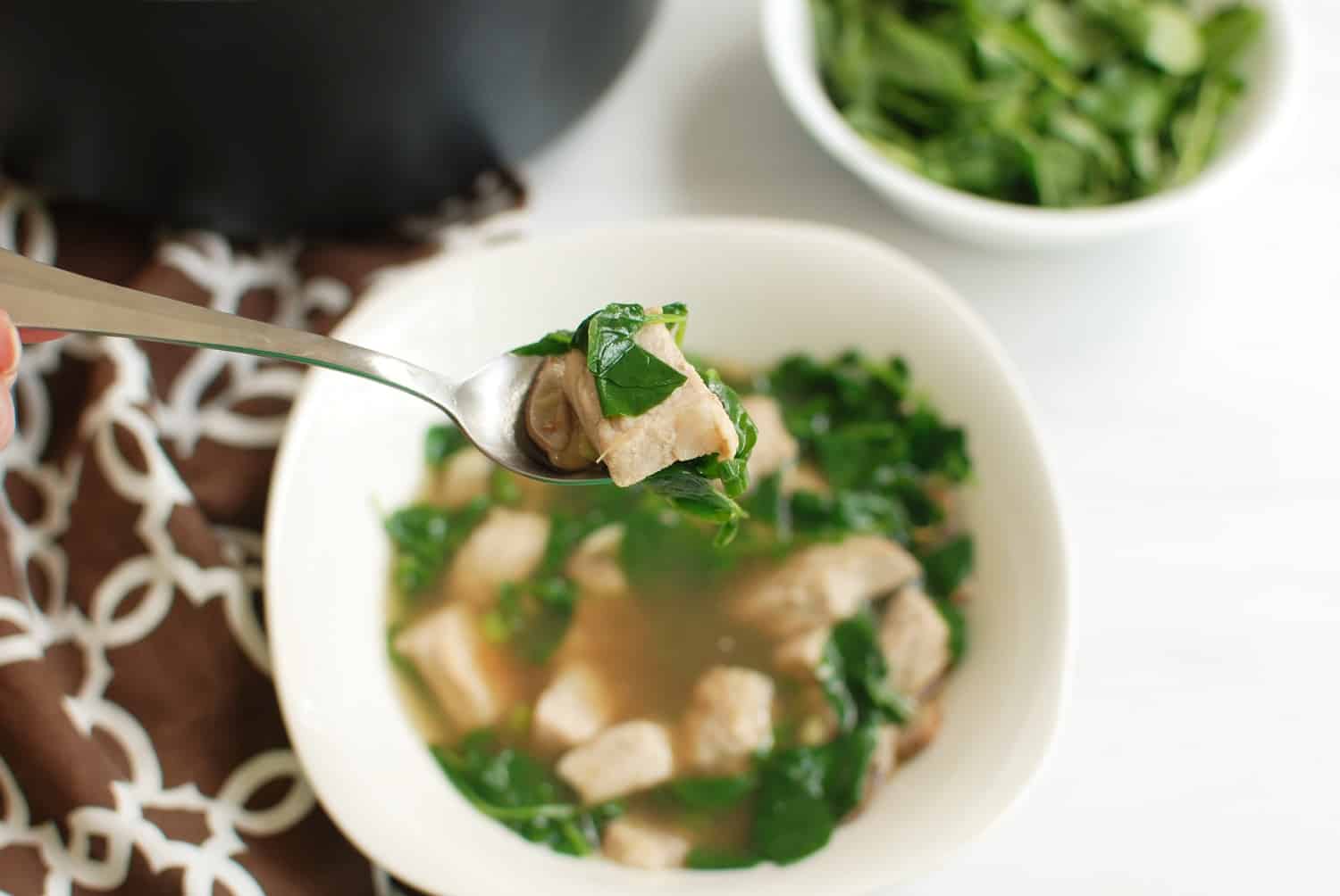 Spoonful of pork watercress soup