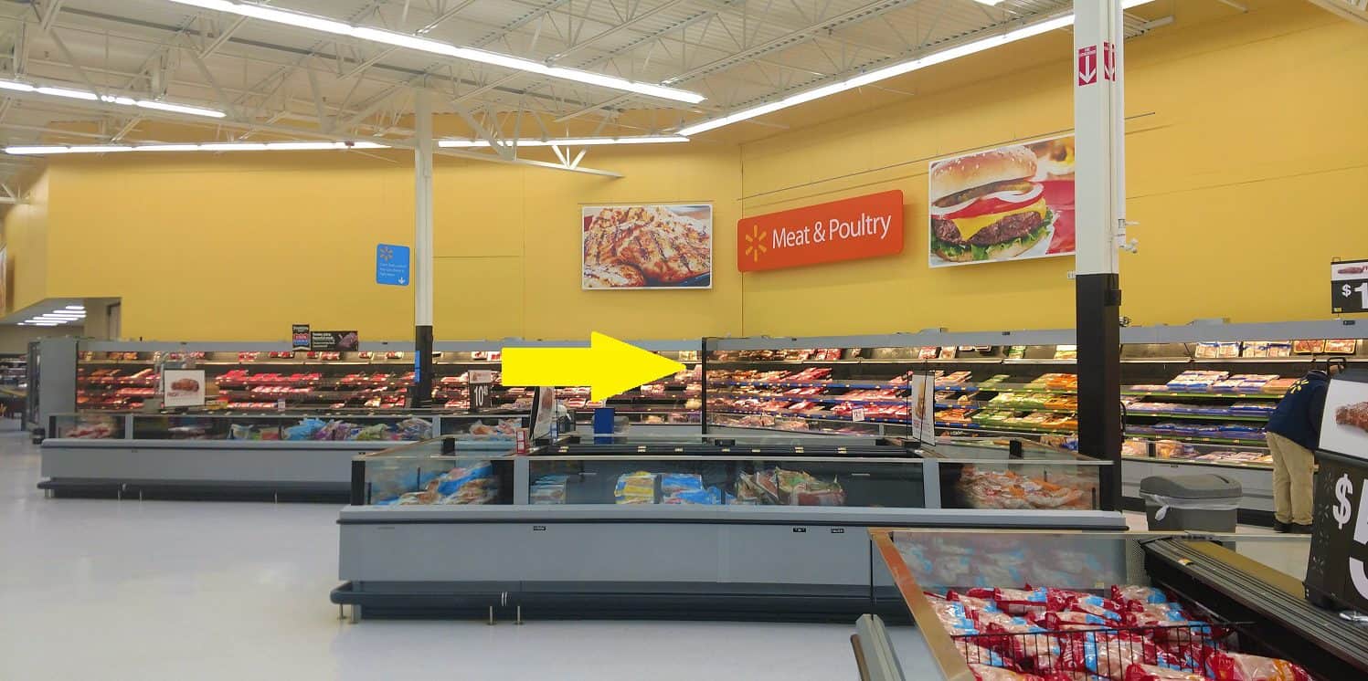 Meat and poultry section of Walmart