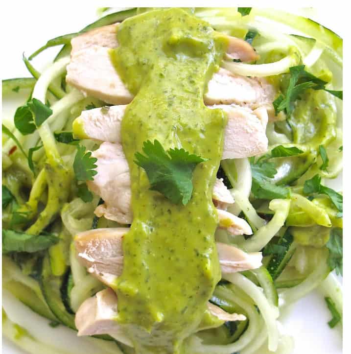 Avocado Sauce with Chicken and Zoodles